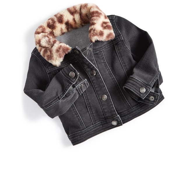 First Impressions Baby Girls Faux Fur Collar Jacket in Black sz 18 months EUC - Picture 1 of 8
